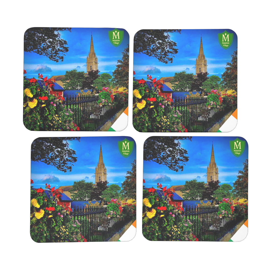 St. Sylvester's Church Coasters. Set of 4. Cork-backed High Gloss Hardboard.